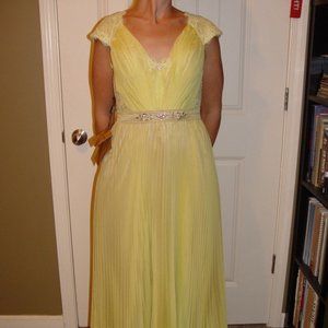 Yellow Formal Prom Bridesmaid Backless Beaded Gown Dress Small
